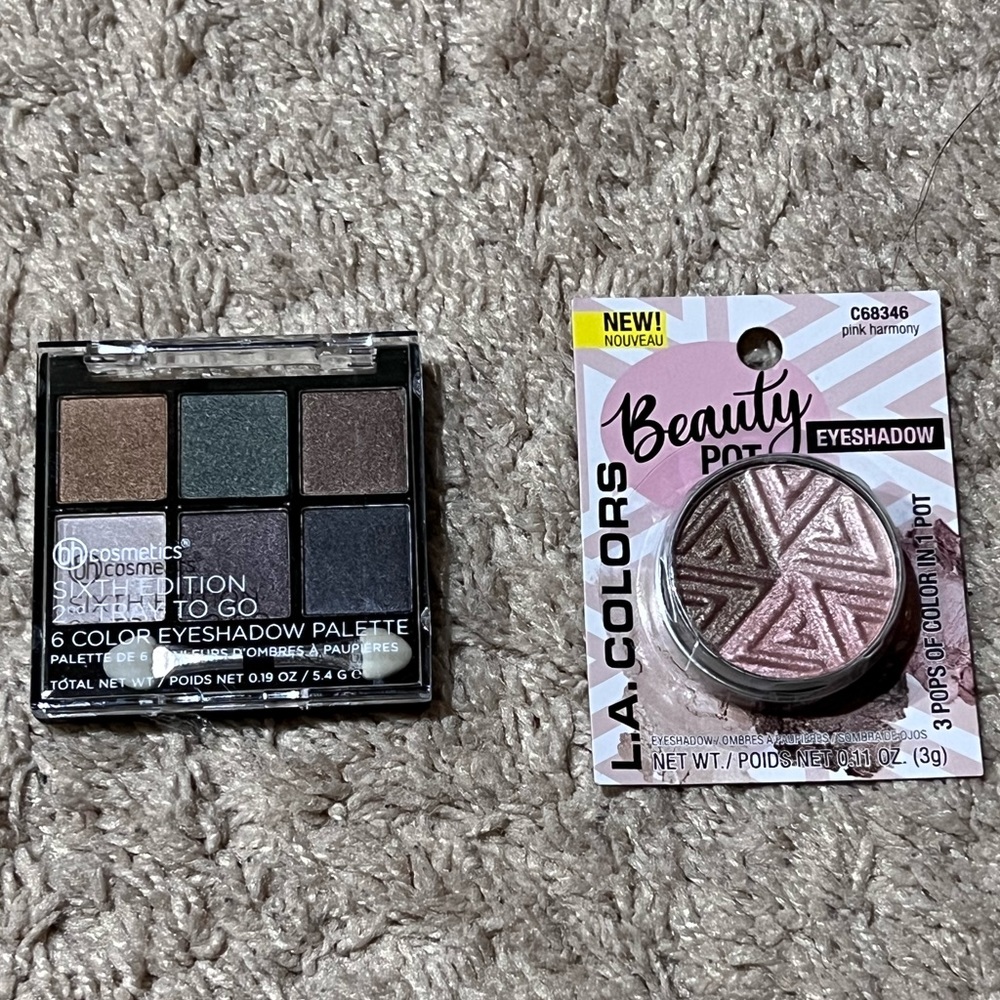 NWT eyeshadow bundle: BH Cosmetics 6 color tray to go palette + 3color beautypot